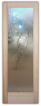 Interior Prehung Door or Interior Slab Door with a Frosted Glass High Tide - Cast Glass CGI 033 Interior Patterns Design for Semi-Private by Sans Soucie Art Glass