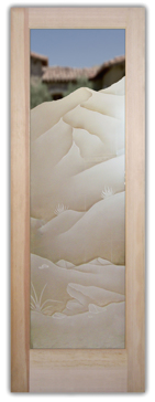 Interior Door with Frosted Glass Landscapes Mountains Foliage Design by Sans Soucie