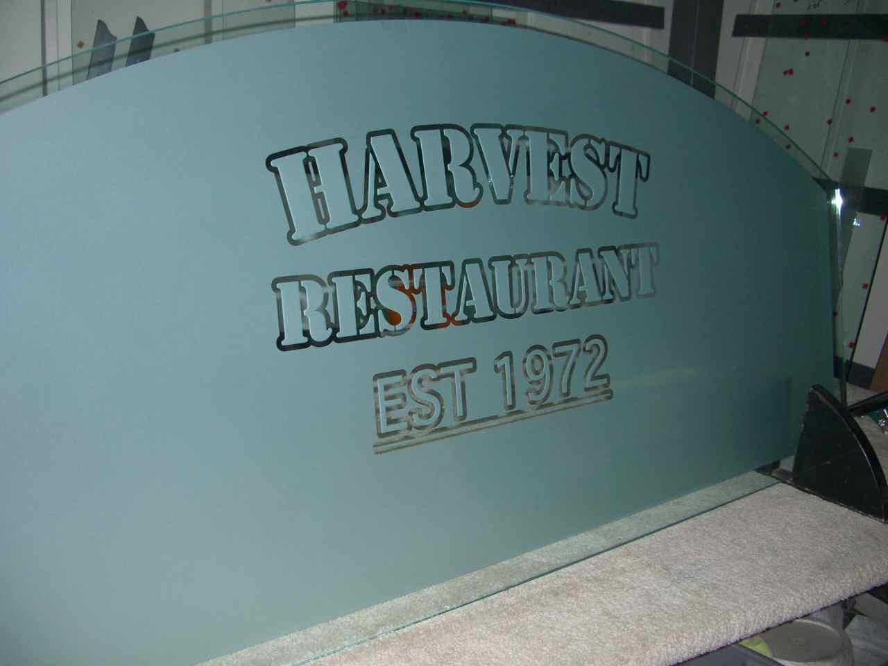 glass signs logo etched