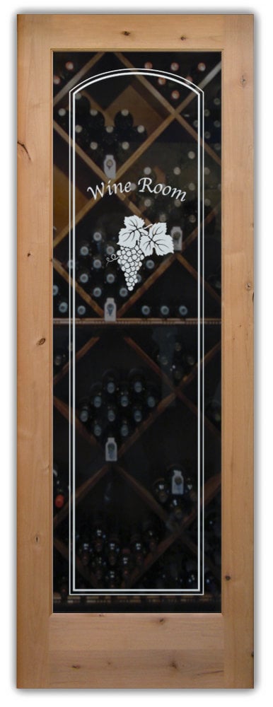 Wine Room Doors with Elegant Etched Glass Sans Soucie Art Glass