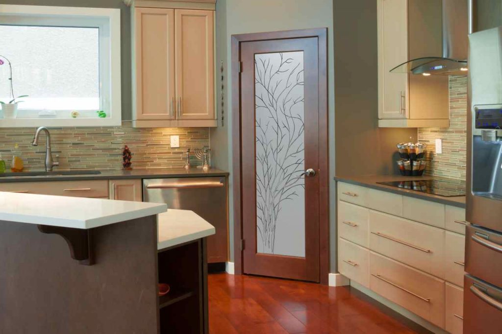 frosted glass pantry door Sans Soucie Art Glass