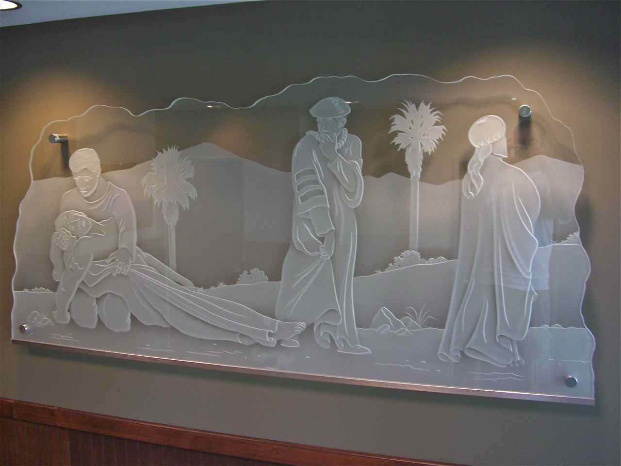 glass wall art good samaritan