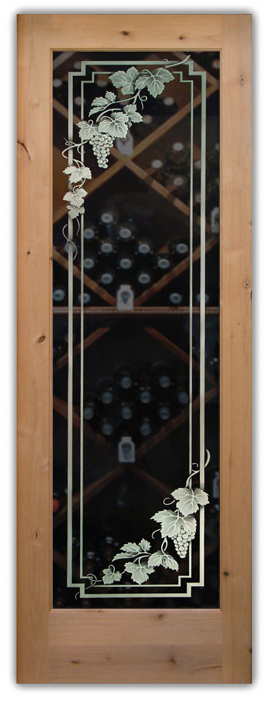 Wine Room Doors with Elegant Etched Glass Sans Soucie Art Glass