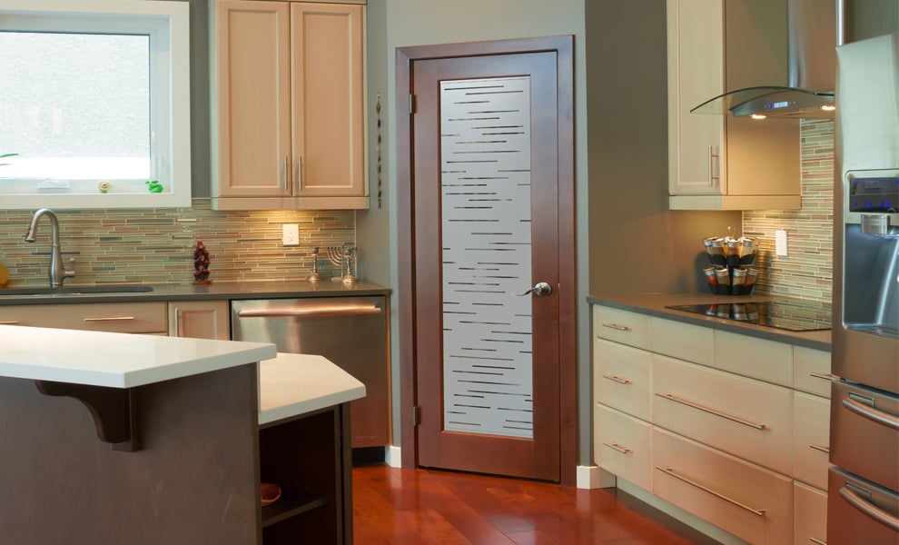 Finer Lines Semi-Private 1D Negative Frosted Pantry Door Contemporary Pantry Doors Sans Soucie