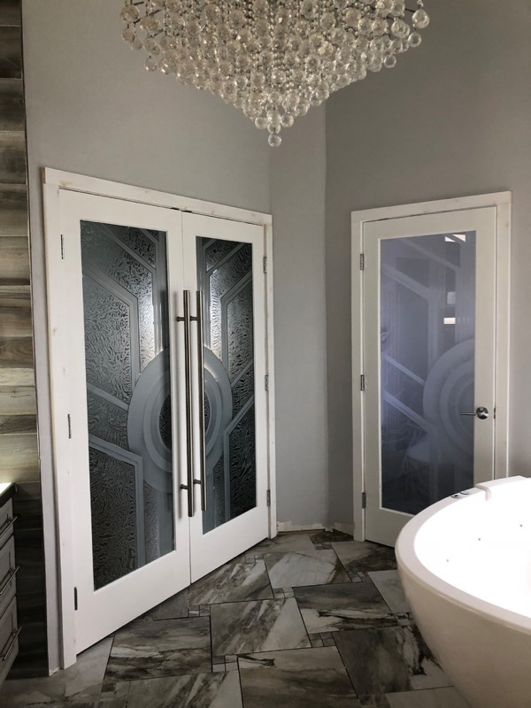 Durable French doors with decorative glass