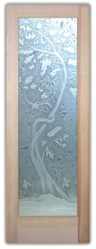 Custom-Designed Decorative Entry Door with Sandblast Etched Glass by Sans Soucie Art Glass Handcrafted by Glass Artists