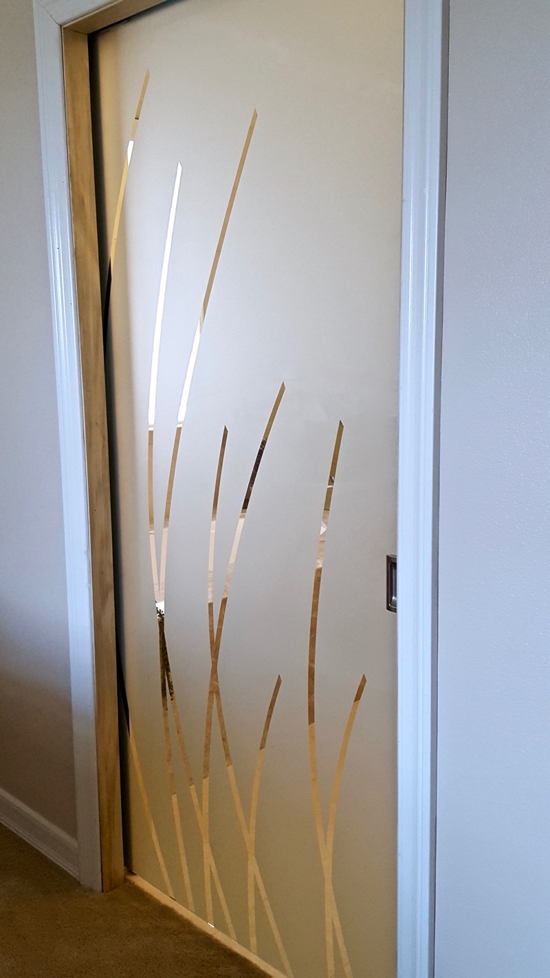 Frosted glass pocket door