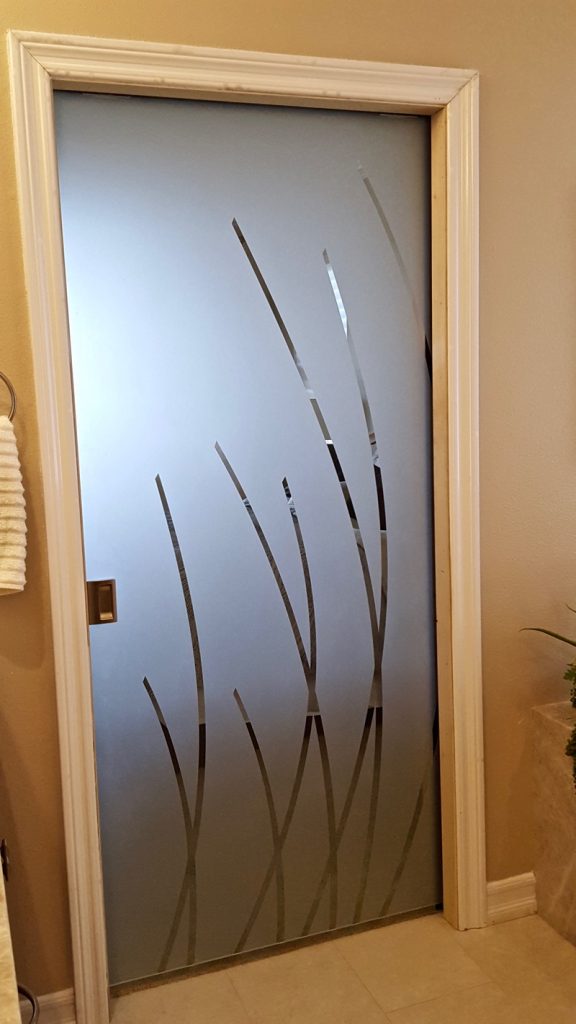 Pocket pantry door with high-quality frosted glass