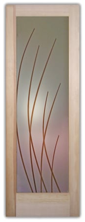 Interior Door with a sandblast Frosted Glass Geometric Design Custom-Designed Decorative Etched Glass