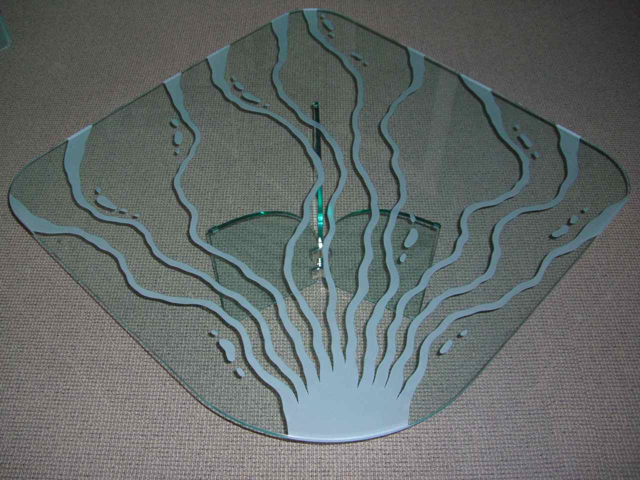 glass coffee tables etched art