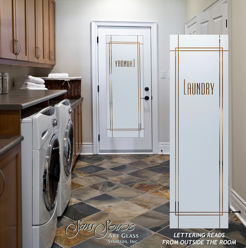 Ultra Laundry Semi-Private 1D Negative Frosted Glass Laundry Door Modern Design Sans Soucie