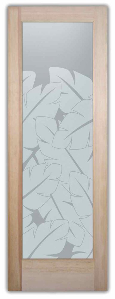 etched glass door banana leaves