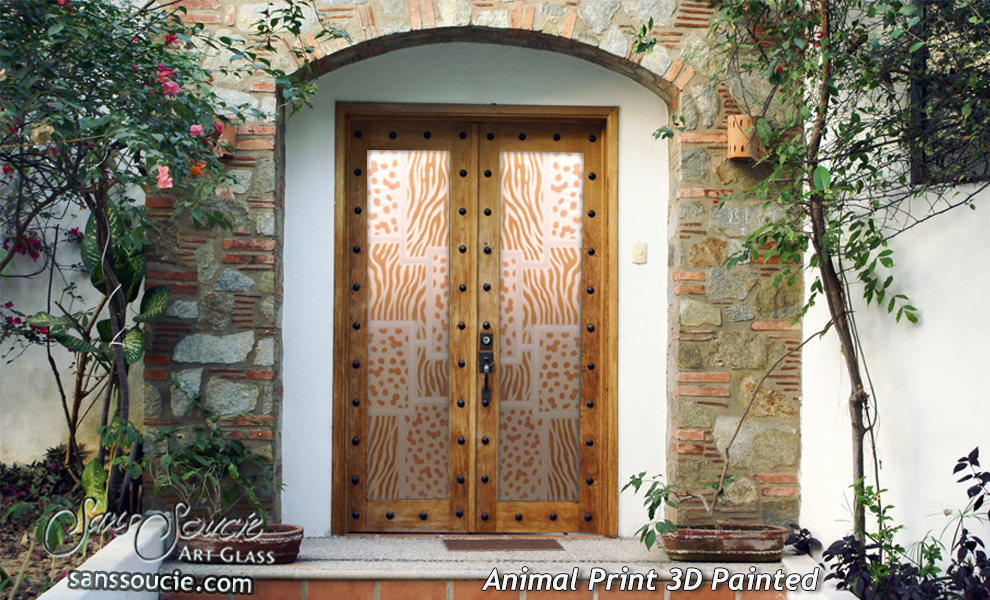 Glass Front Doors Animal Print