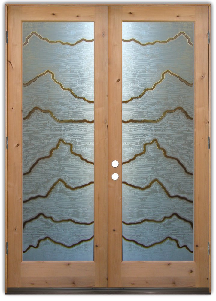 exterior glass doors etched abstract