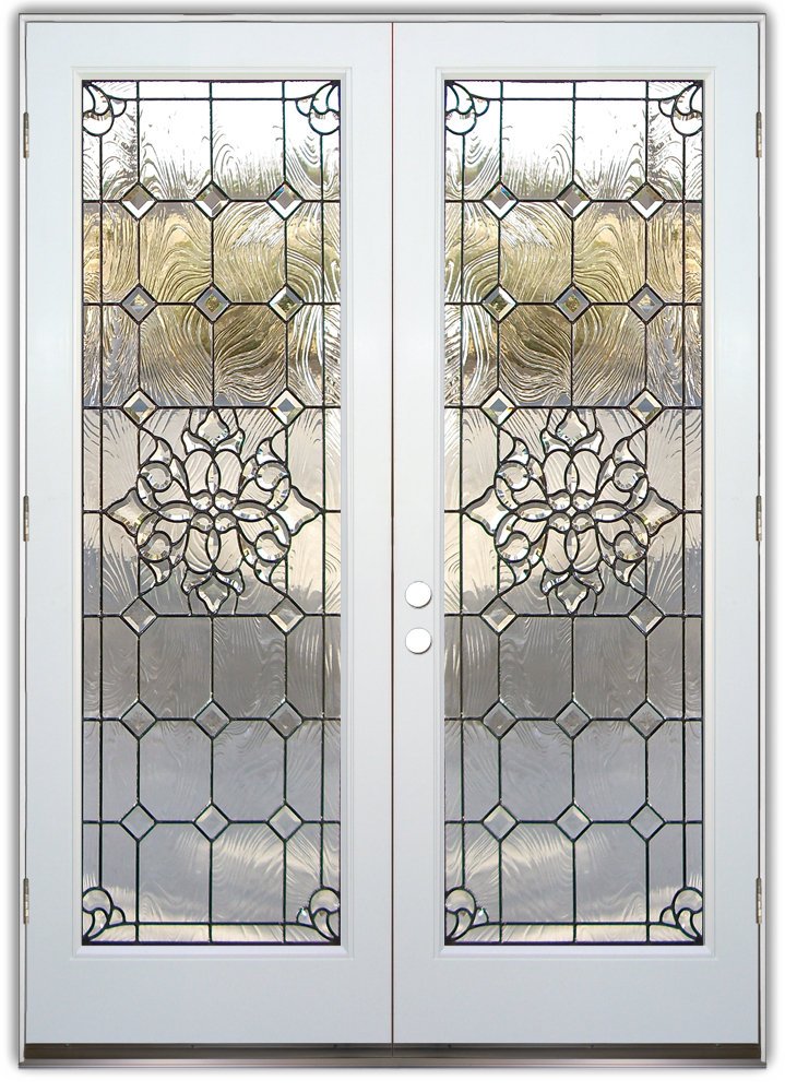 Blue Front Door with Decorative Glass Inserts | Blue Steel Door