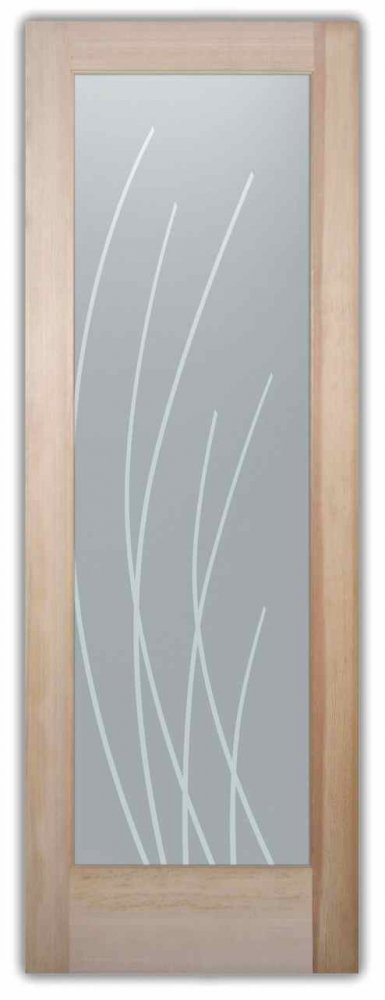 exterior glass doors etched sleek arcs 