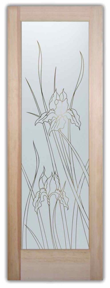 glass front doors etched iris 