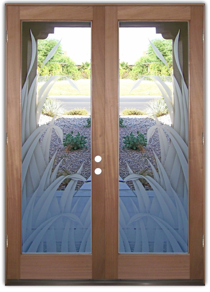glass entry doors etched reeds