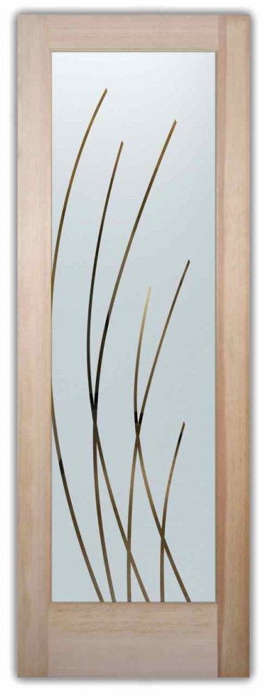 exterior glass doors etched sleek arcs 