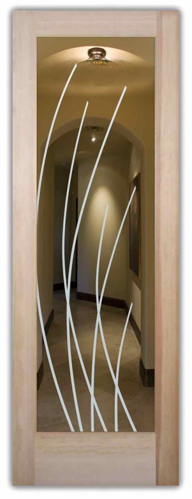 exterior glass doors etched sleek arcs 