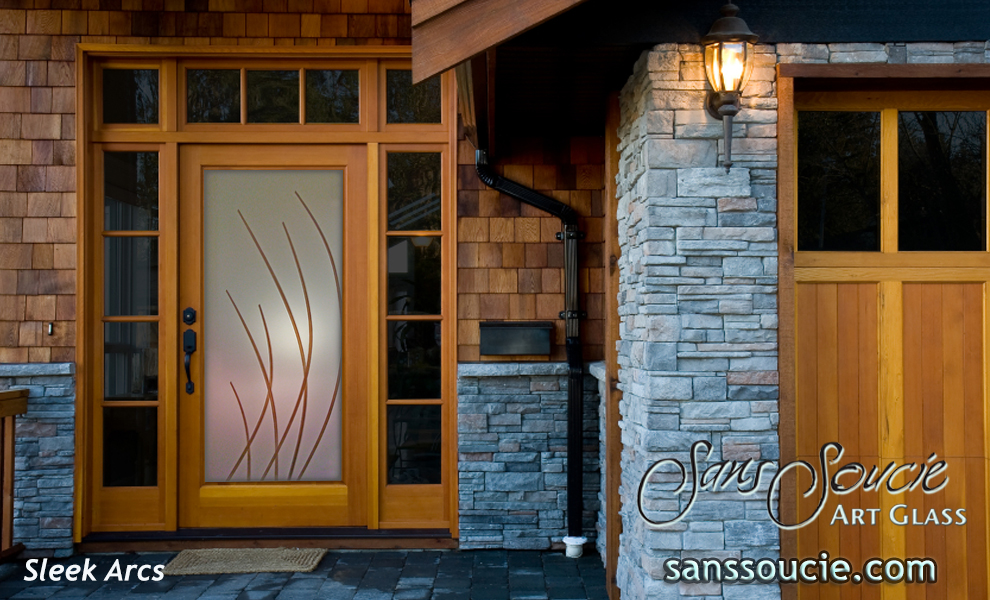 exterior glass doors carved sleek arcs 