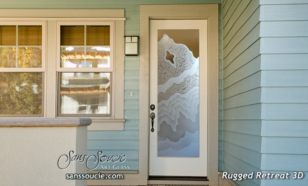 glass entry doors etched glass abstract