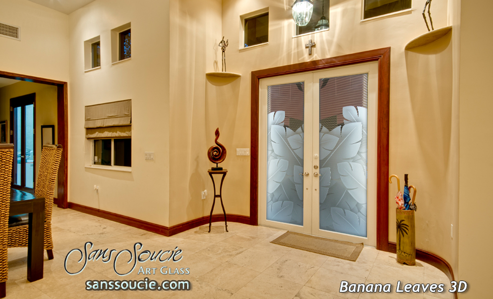 front doors with glass etched glass tropical 