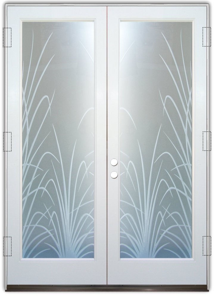 frosted glass doors wispy reeds