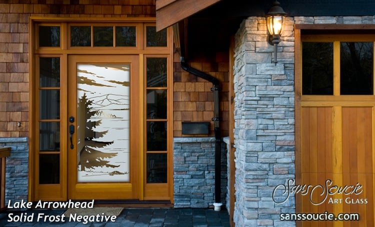 glass entry doors etched glass trees