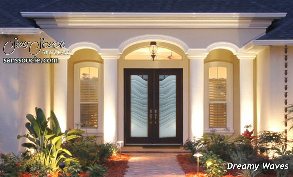 glass front doors etched contemporary 