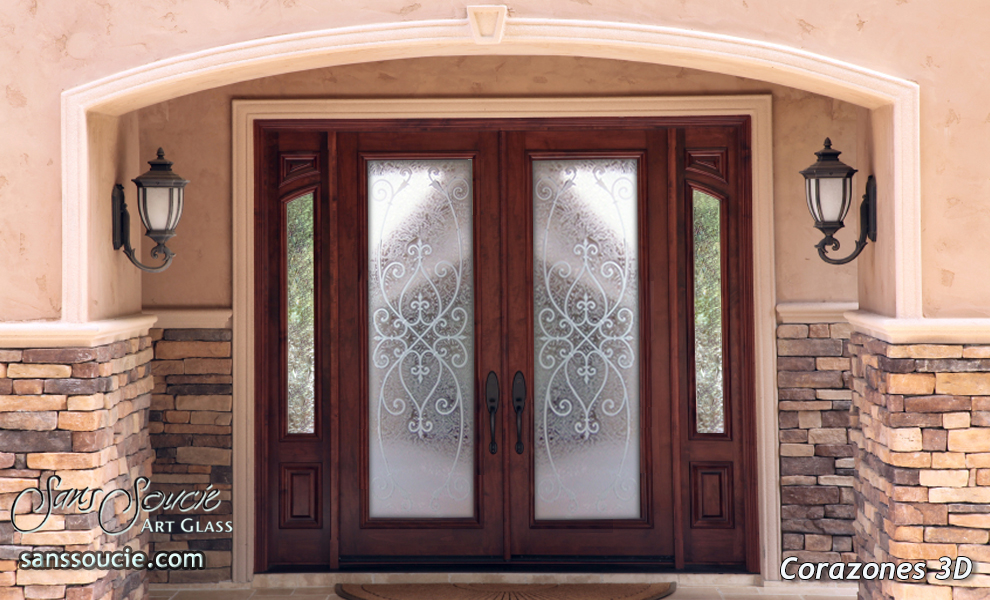 glass entry doors etched traditional 