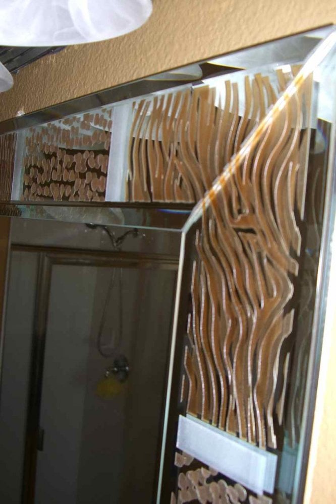 glass etched mirrors animal print