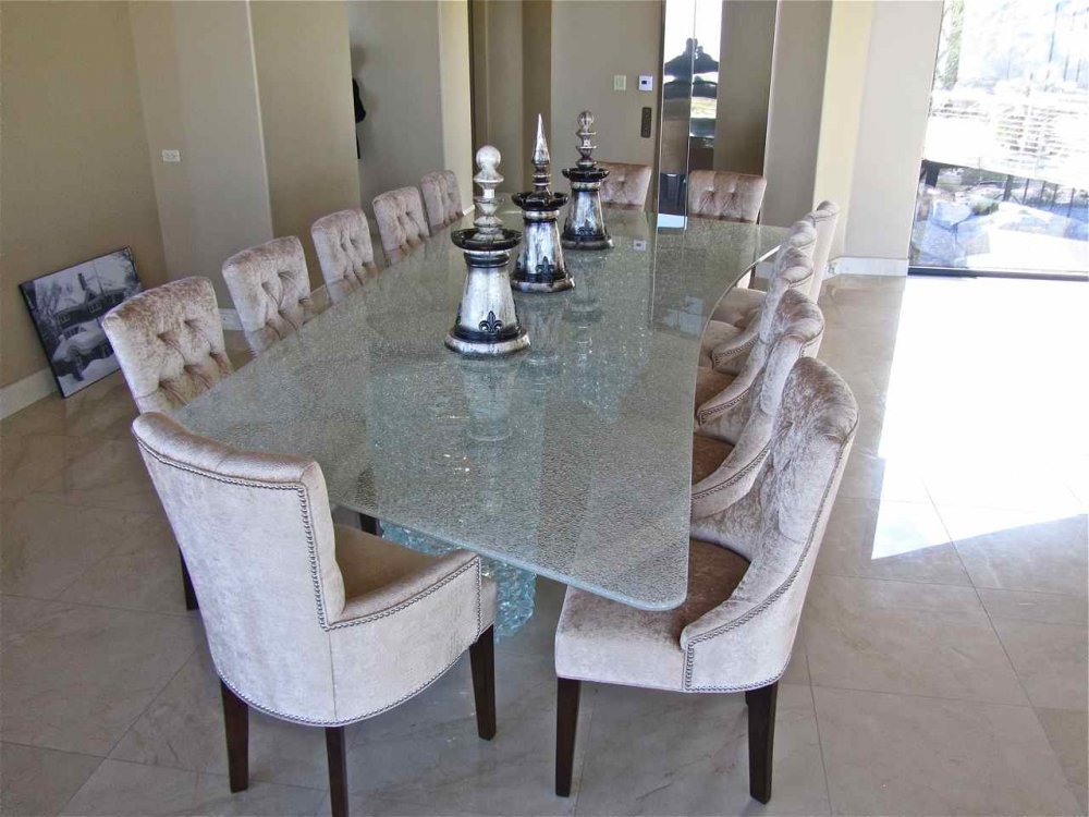 Frosted glass dining on sale room table