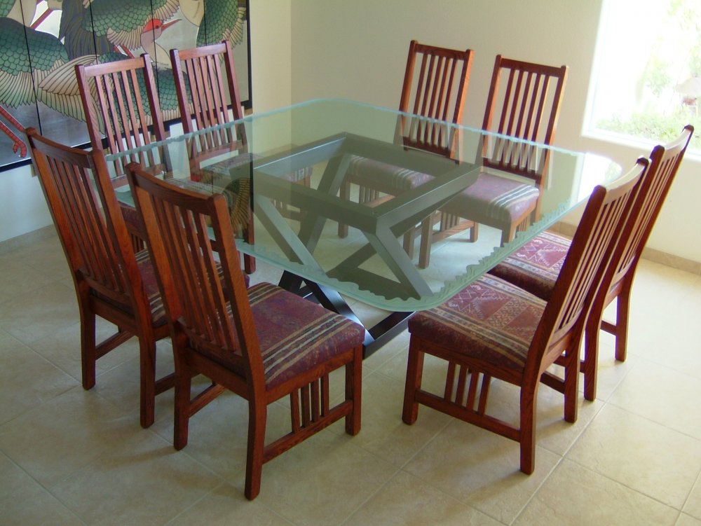 Glass Tables Etched Traditional Dining 