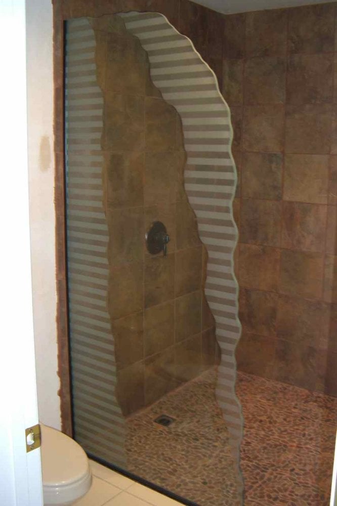 decorative glass partitions etched shower