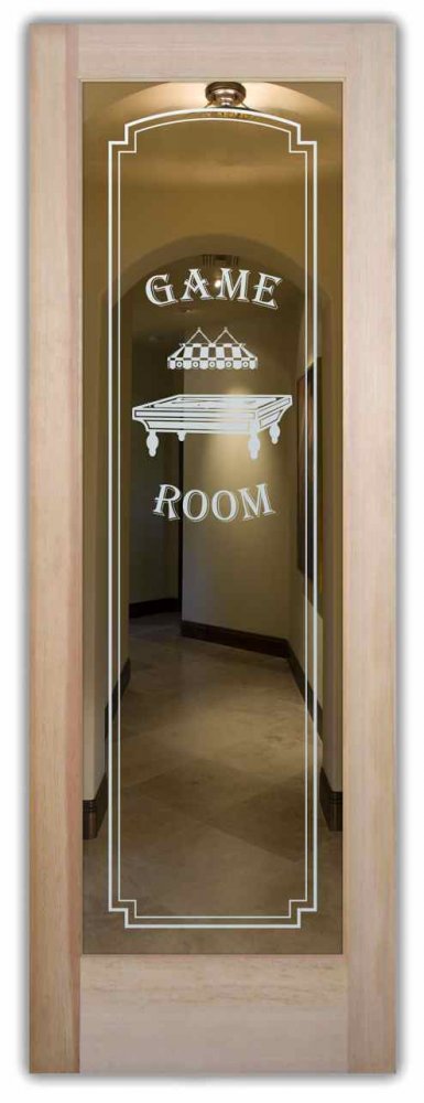 interior etched glass doors game room