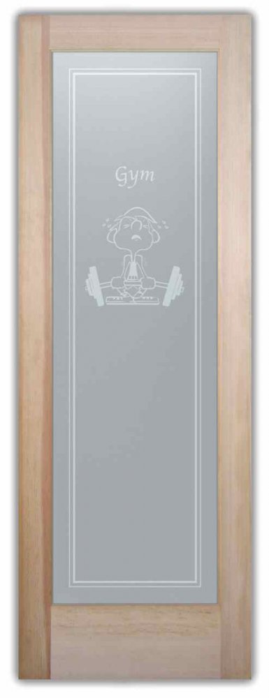 interior etched glass doors gym 