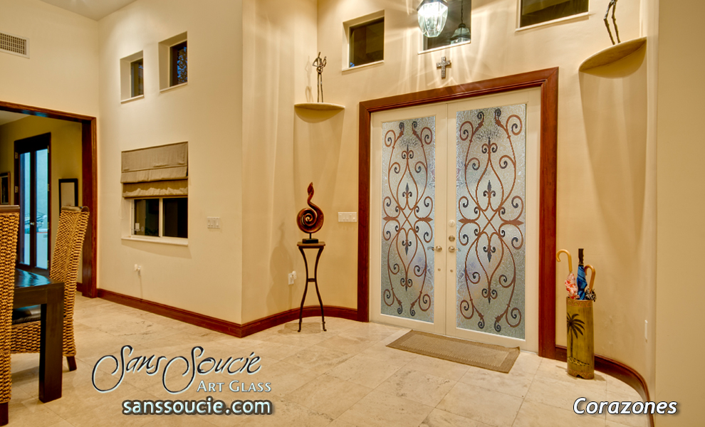 painted glass doors tuscan traditional 