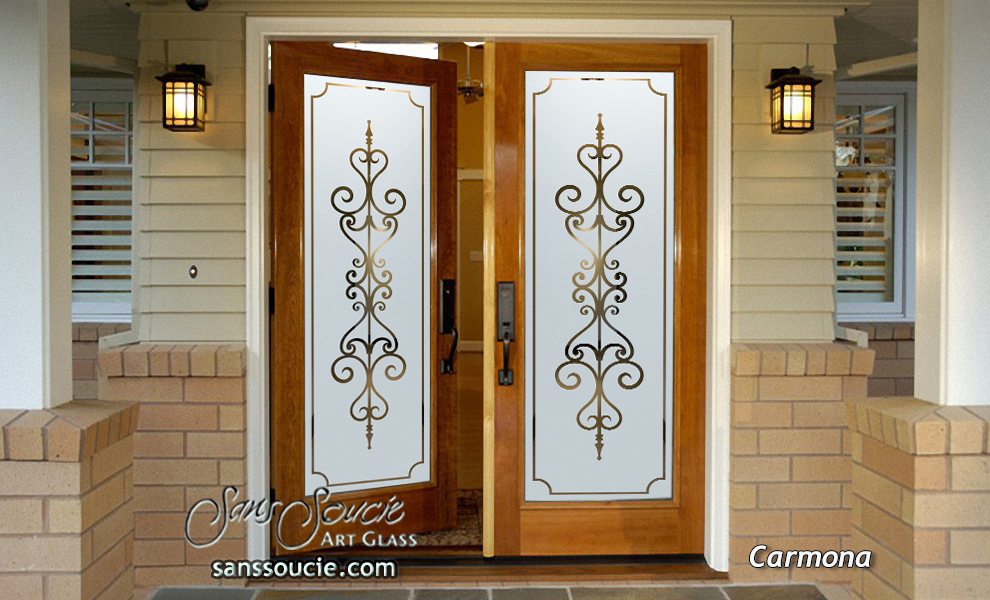 double front etched glass doors traditional 