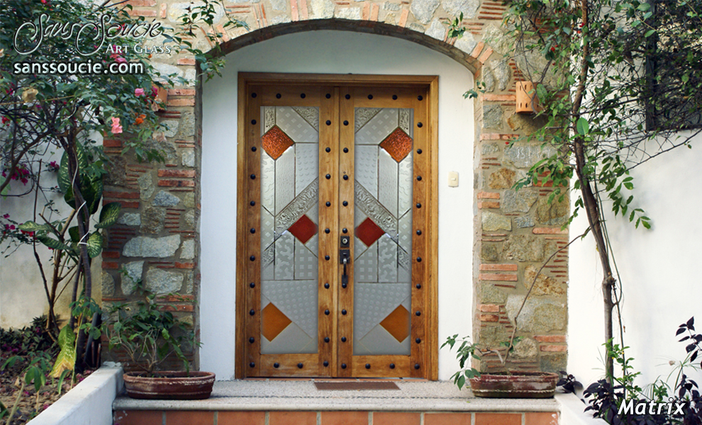 glass entry doors carved modern geometric matrix