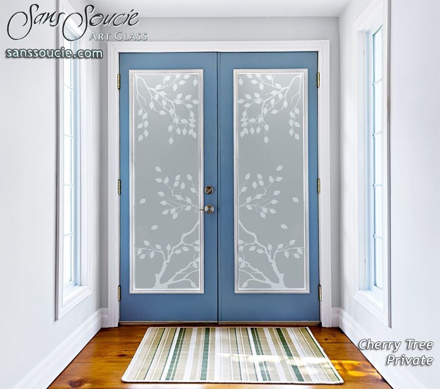 Glass Front Doors Etched Trees Sans Soucie Asian Style