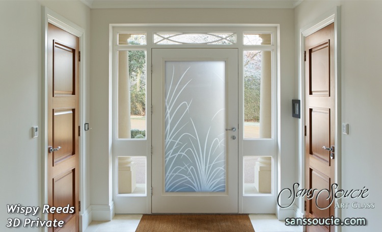 Wispy Reeds Front Door Glass Insert Private 3D Frosted Glass Exterior Entry Door Modern Decor Sans Soucie
