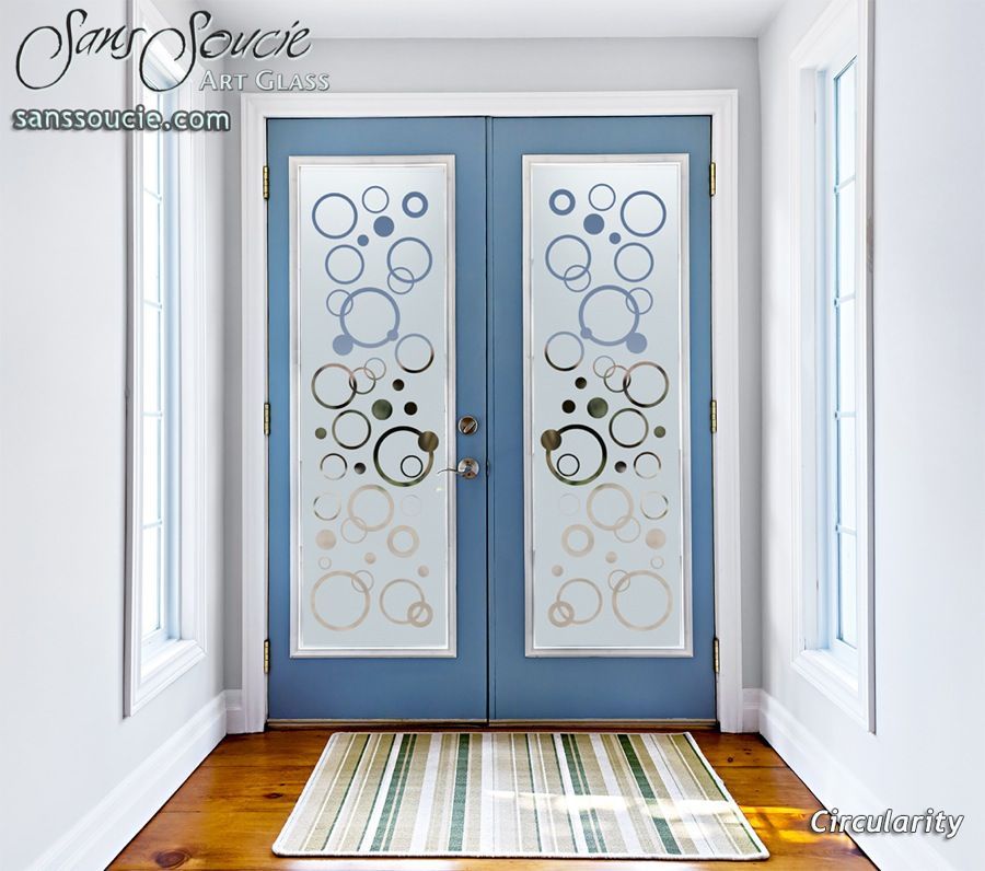 Interior Etched Glass Doors Modern Circles Entry 