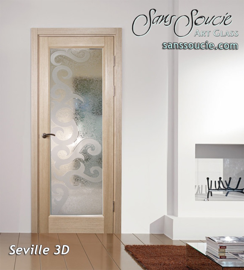 Glass Entry Doors Etched Glass Tuscan Style Seville 3D Sans Soucie