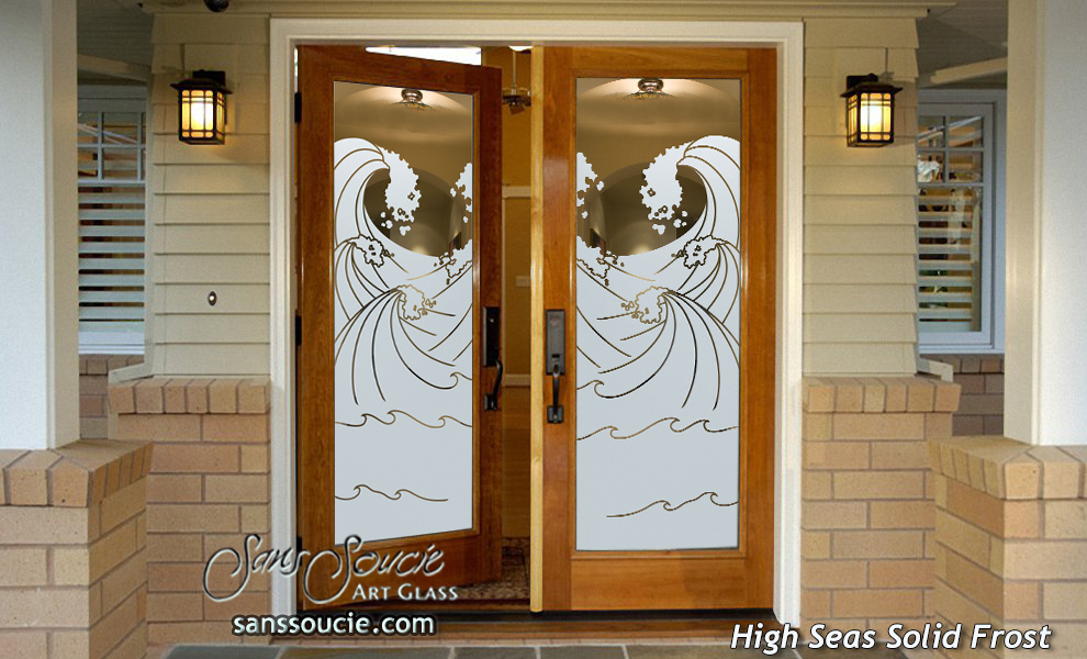 Etched Glass Front Doors Beach Coastal Decor High Seas Sans Soucie