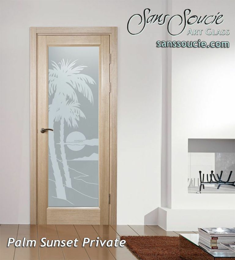 Etched Glass Doors Tropical Decor Palm Trees Palm Sunset Sans Soucie