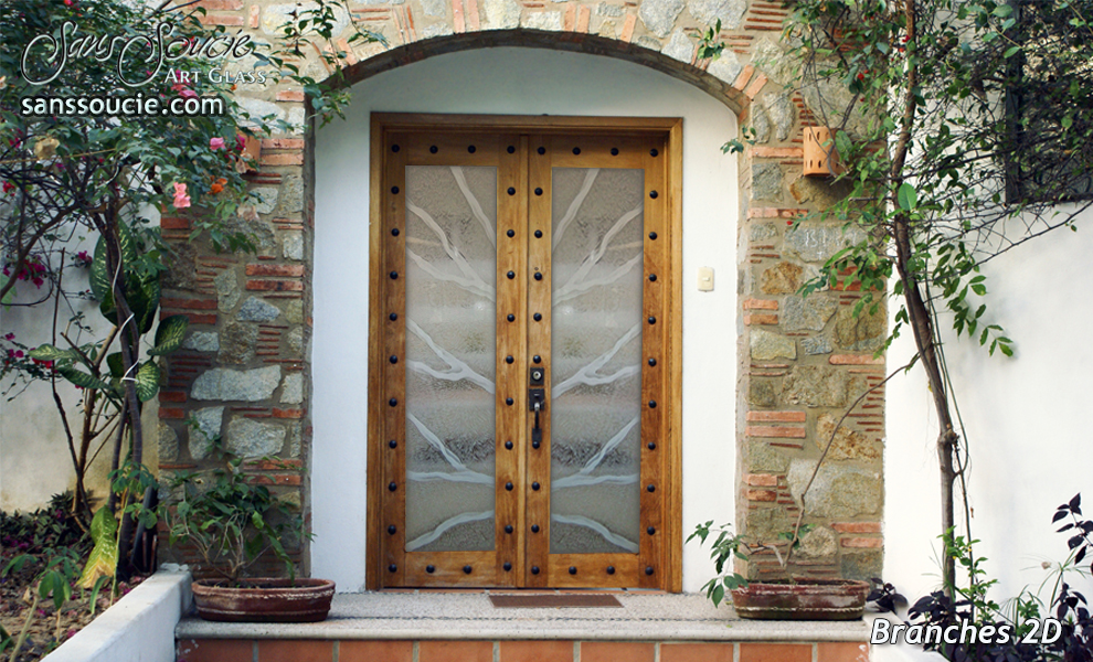 Glass Front Doors Doors Etched Glass Rustic Decor Branches 