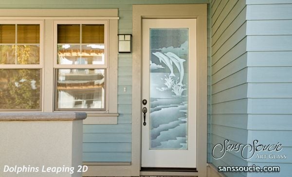 Dolphins Leaping 2D Fiberglass  Entry Door  $1,878