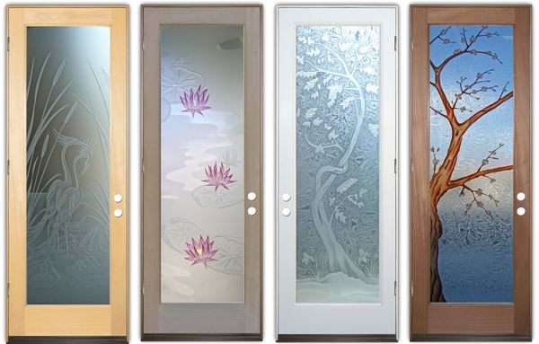 decorative glass asian decor style doors etched glass
