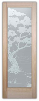 frosted glass door bonsai tree asian decor